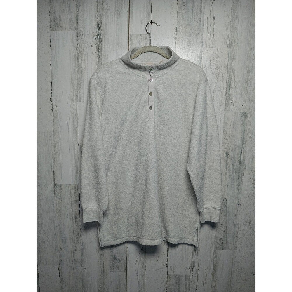 Soft Surroundings Sweater Womens Large Cuddle Pullover Fleece Henley Cozy Casual